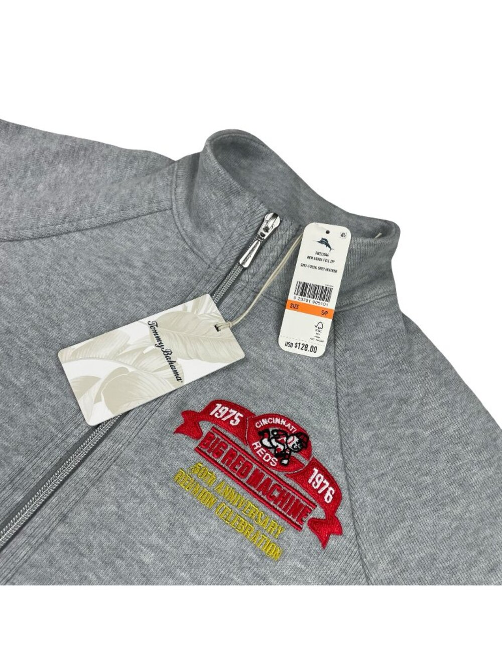 NEW Cincinnati Reds x Tommy Bahama Women's Full Zip Sweater/Jacket Gray • Small